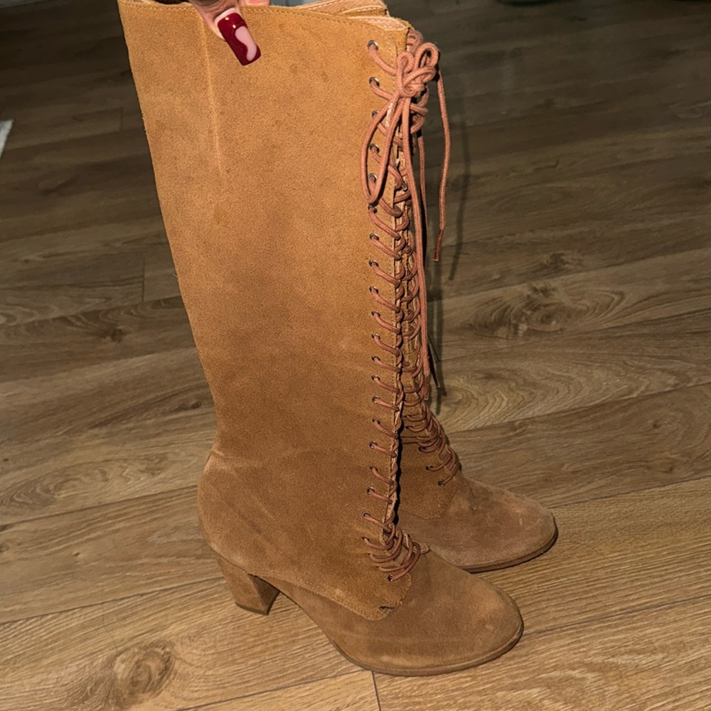 Knee high suede boots